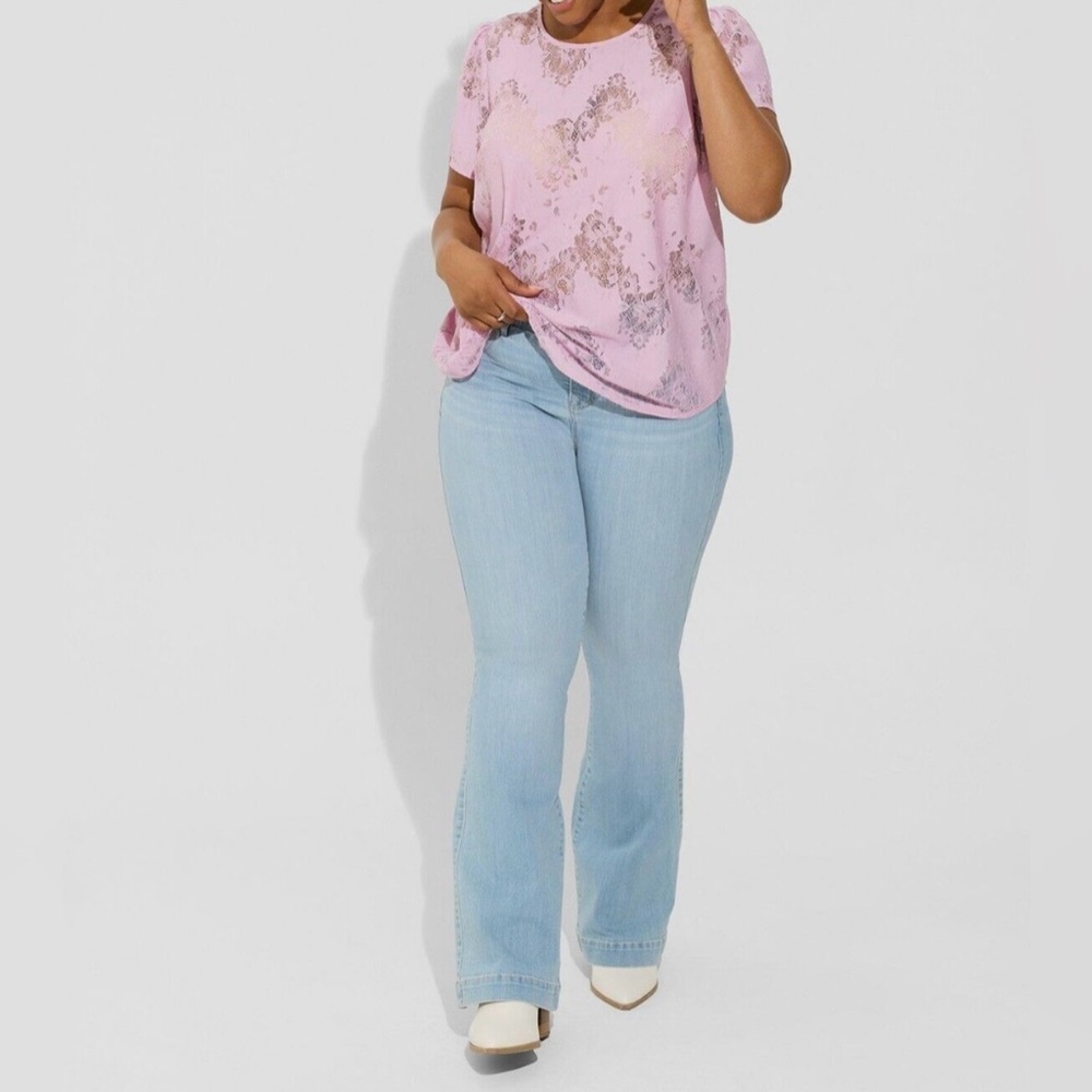 Torrid Abbey Lace Short Sleeve Blouse Purple 2X - Picture 3 of 6